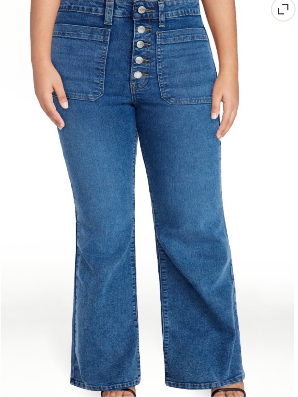 Time and Tru Women's Patch Pocket Flare Jeans  Button Fly HighRise Size 18